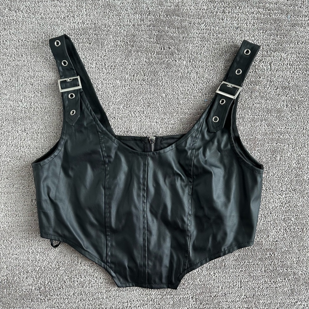 Princess Polly Leather crop top